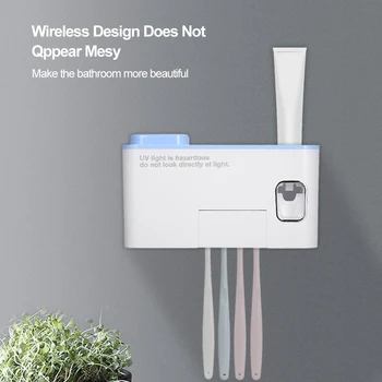 

Wall-mounted Toothbrush Toothpaste Holder UVC Ultraviolet Toothbrush Sterilizer Automatic Toothpaste Squeezer