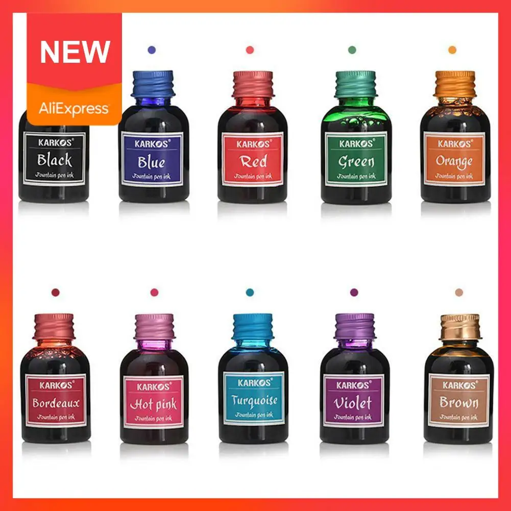 

30ml Pure Colorful Bottled Fountain Pen Ink Refilling Quality Stationery Hight Cartridge Inks Office Pen Supply Ink School V9T3