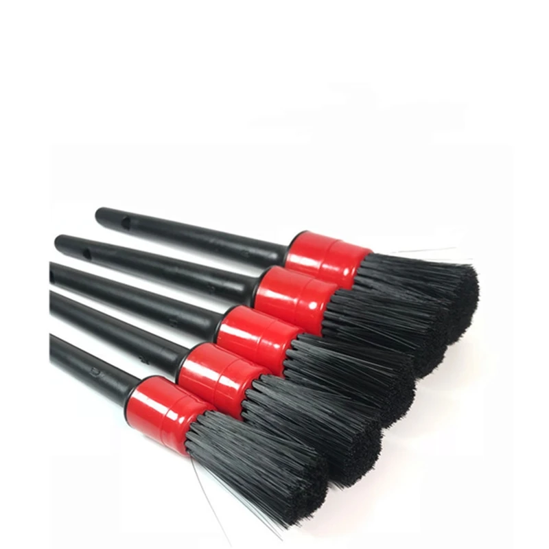 5 Pcs Car Detailing Cleaning Tool Natural Boar Hair Brushes For Car Interior Gap Rims Dashboard Wheel Air Vent Trim