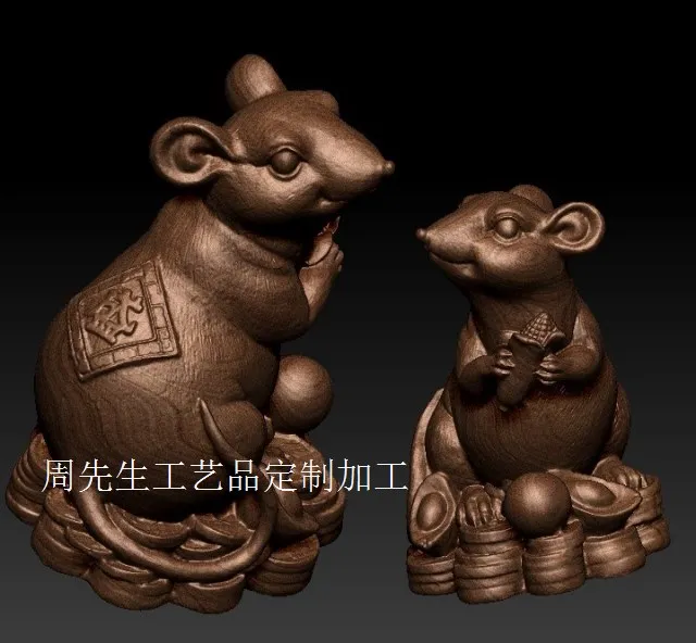 Мышь и монета в китайском стиле 3D статуя STL файл для печати CNC маршрутизатор ArtCAM