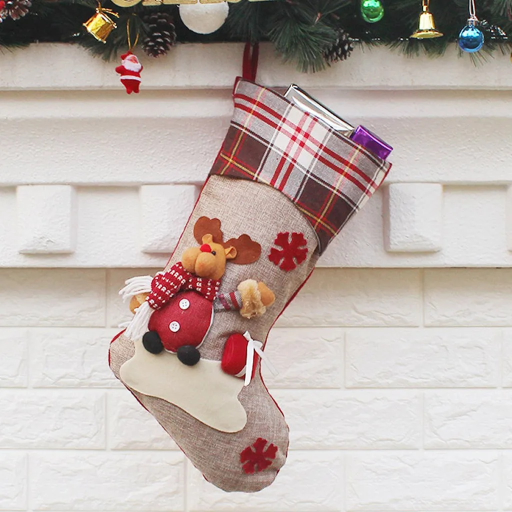 C 1PC Christmas Gift Socks Cute Ornaments Festival Party Xmas Tree Hanging Decor - Цвет: C