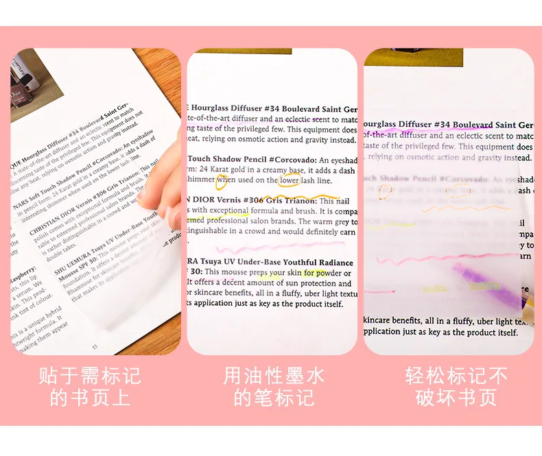 50Page Transparent Sticky Notes Student Waterproof Message Memo Pad Creative Stationery Office School Supplies Color Notebook