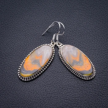 

Natural Bumble Bee Jasper Handmade 925 Sterling Silver Earrings 2" D3420