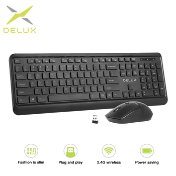

Delux KA190G Wireless Keyboard and Mouse Combo Long Battery Life 104 Keypads Mice Set with Multimedia Keys For Windows Computer