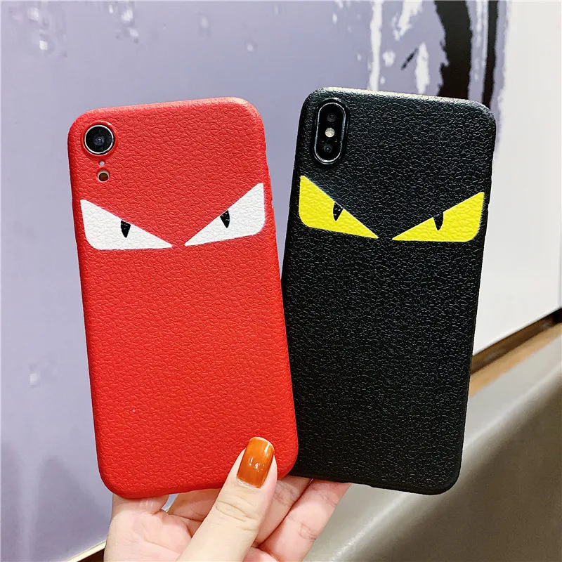 

Hot Italy fashion leather Devil eyes cover case for APPle iphone 6S 7 8 Plus 11 XS PRO MAX XR X 3D Luxury trend brand phone case