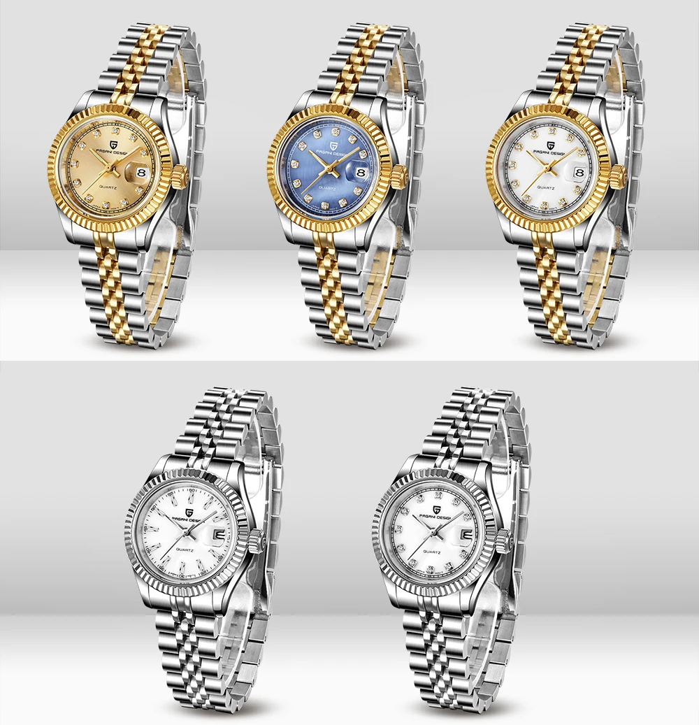 free drop shipping Automatic-self-Wind Female Watch gold silver stainless steel band waterproof auto date womens watches  (34)