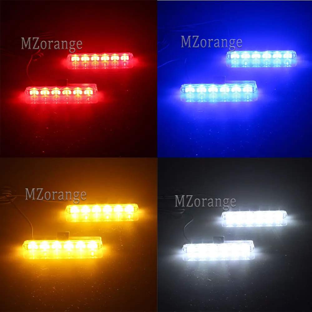 LED Strobe police lights Fso Flasher Lights Auto Flash Warning Strobe Light ambulance 6led lamp wired control car grilles