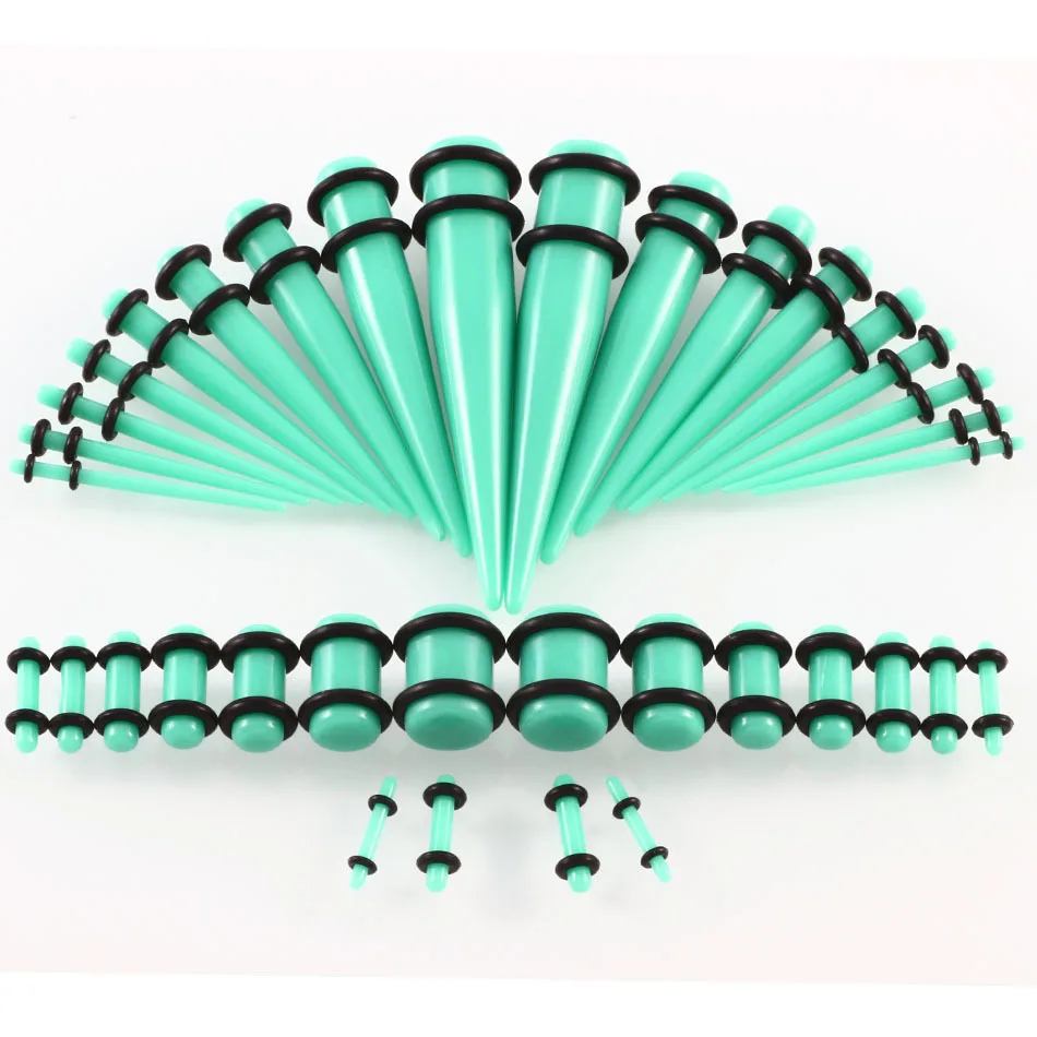 Color11 UOTOP 36PCS Ear Stretching Kit 14G-00G Acrylic Tapers and Plugs Silicone Tunnels Ear Gauges Expander Set Body Piercing Jewelry - Окраска металла: Color11