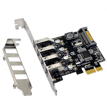 

PCI-E to USB 3.0 4 Port PCI Express Expansion Card Superspeed USB 3.0 Card with 15-Pin Power Connector for Desktops