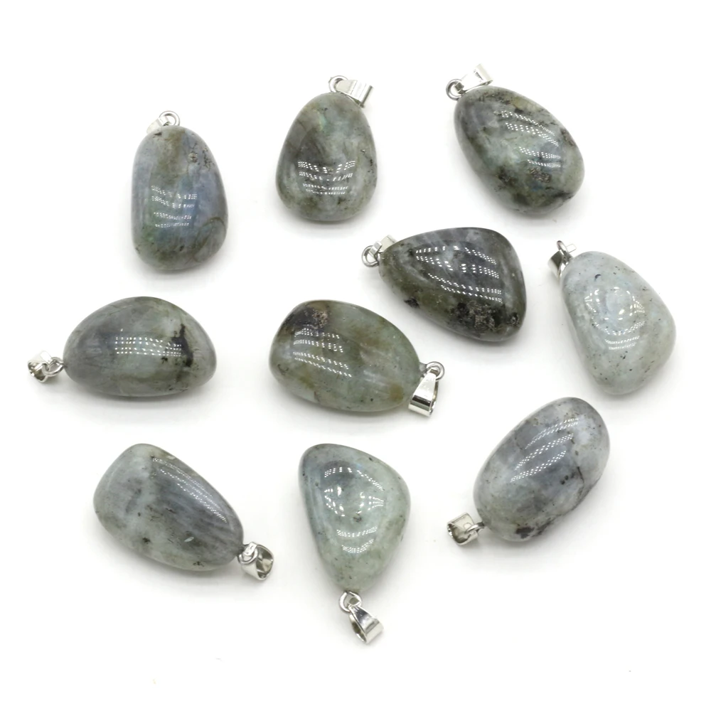 Natural Cube Stone Pendants Irregular Polished Labradorite for Fashion Jewelry Making DIY Women Necklace Earring Accessories