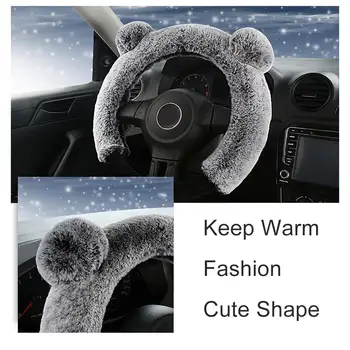 

3Pcs/Set Panda Design Warm Plush Car Steering Wheel Handbrake Gear Shifter Cover 2019