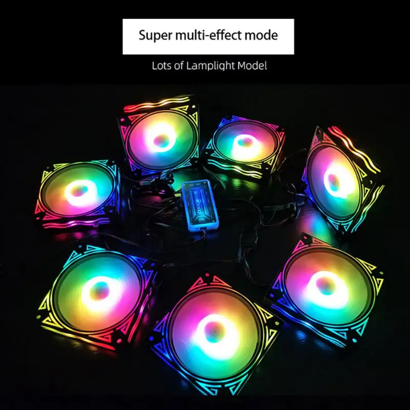 RGB Вентилятор охлаждения шасси настольного компьютера бесшумный волшебный цвет меняющий вентилятор с контроллером