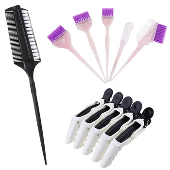 

Tint Comb Dyeing Brush Crocodile Clips Hairpins Hair Coloring Set Hair Dye Tools Kit for Hairdressing Salon Styling Tool