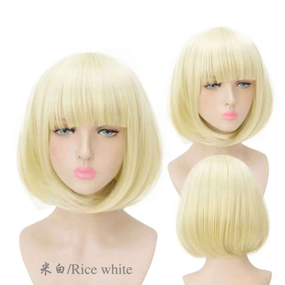 DIFEI девушки короткие прямые волосы бобо парик фиолетовый красный желтый серый синтетический парик для костюмированной вечеринки блонд парик розовый парик