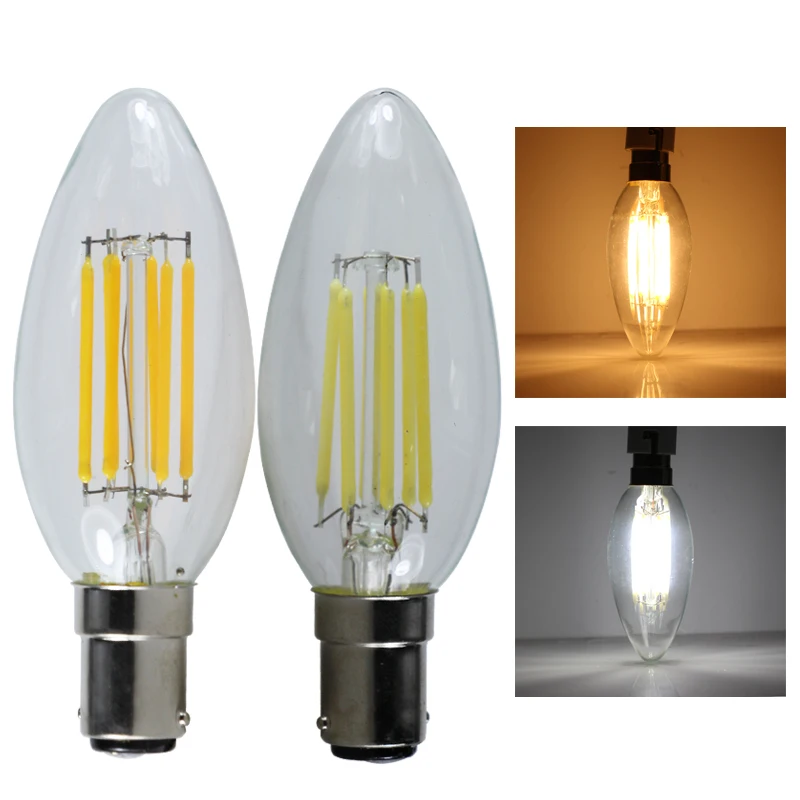 Bombilla Led 촛불 빛 B15D B15 2W 6W 디밍 필 라 멘 트 전구 Ac 110V 220V 에너지 절약 램프 홈 ...