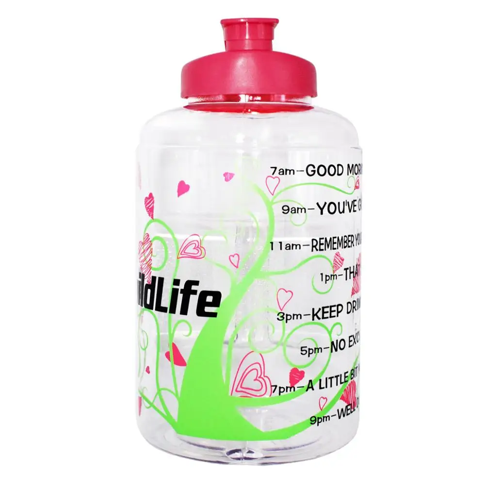 Love Tree Bottle QuiFit пластик большой ёмкость 128 унц. 64 32 1 галлон бутылка для воды с красочным ремешком BPA бесплатно фитнес питьевой открытый - Цвет: Love Tree Bottle
