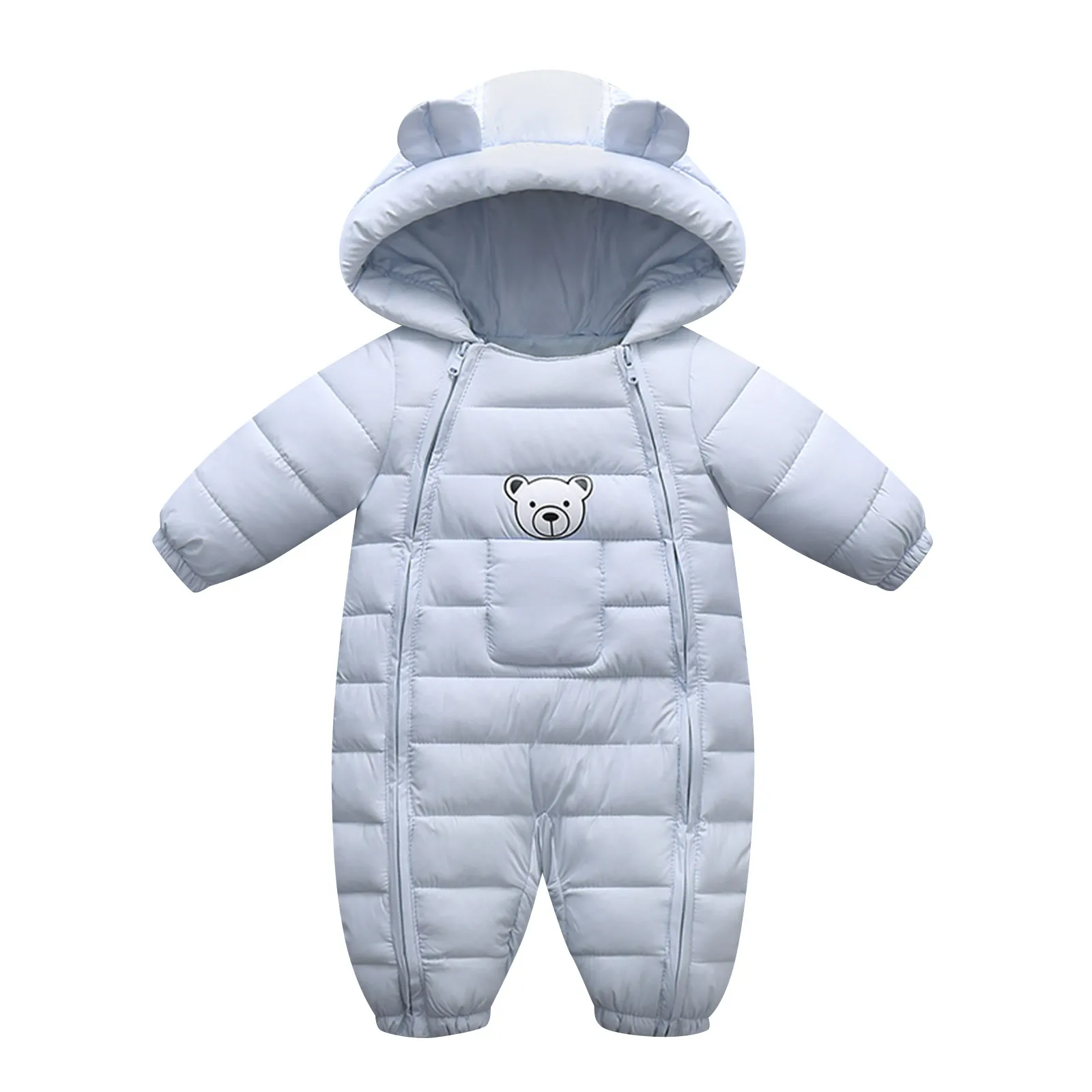 Toddler Kids Baby Girls Boys Hooded Coat Outdoor Thick Winter Warm Windproof Coat Bear Ears Romper Playsuit Jumpsuit 0-24 Months kids jackets baby jumpsuit winter coat