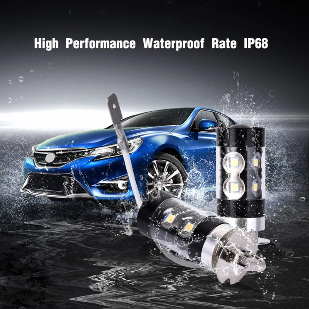 

2Pcs 100W High Power Xenon SMD LED Car Head Light Fog Light Bulb DRL Day Time Running Lamp Driving Light