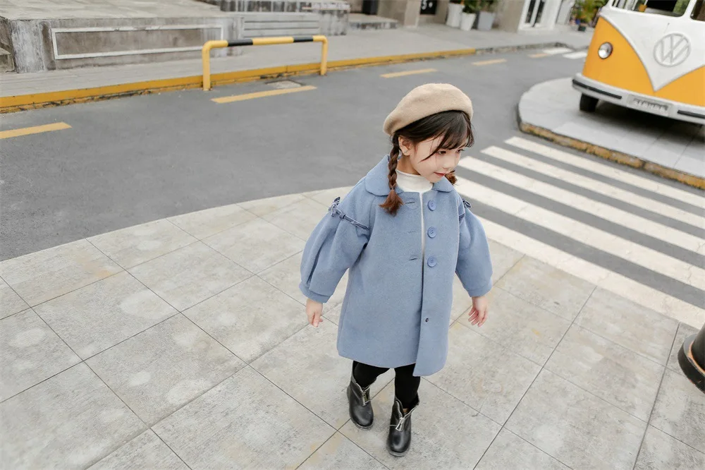 Girl'S Coat Children Woolen Jacket Children Mid-length Coat Women's