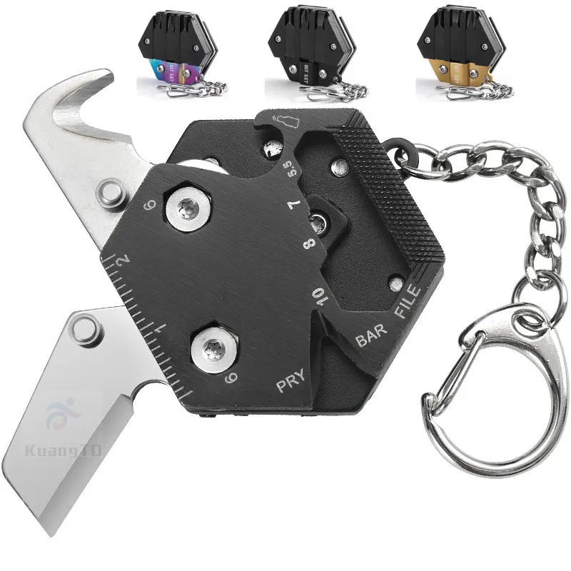 

Multi Functional Hexagon Coin Knife Folding Knife Outdoor Tools EDC Mini Screwdriver Survival Tool Stainless Steel Key Chain