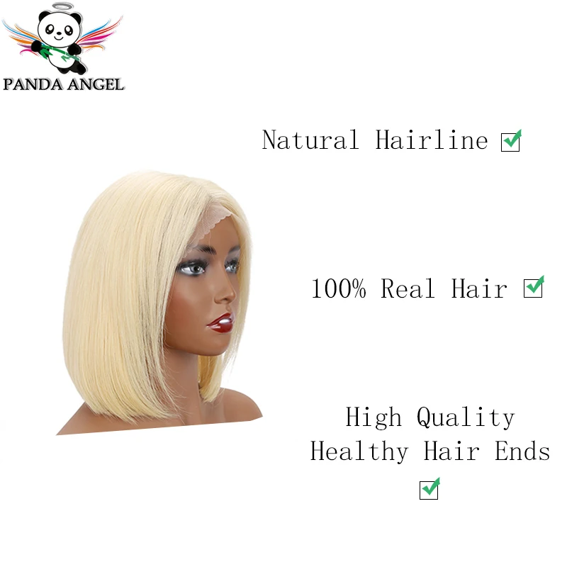 Панда 13x4 613 блондинка Синтетические волосы на кружеве парики перуанский волос 150% плотность светлые прямые короткие боб парики из натуральных волос для черный Для женщин волосы Remy