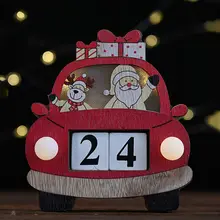 Рождественский окрашенный блок Светодиодный светильник с обратным отсчетом календарь деревянный автомобиль Адвент календарь праздник орнамент для украшения дома поставки