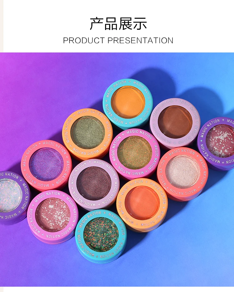 Rainbow Dazzling12 single color Eyeshadow Matte Glitter Shimmer Long lasting Waterproof Pigment Nude Beauty Eyes Makeup