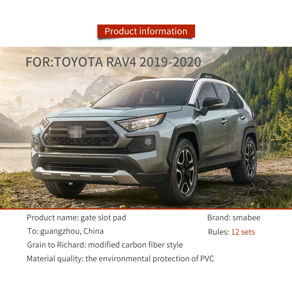 

For Toyota RAV4 2019 Right Hand Driving 12pcs/set Auto Car Cup Holder Liner Door Slot Pads Center Console Anti-Slip Mats Rubber