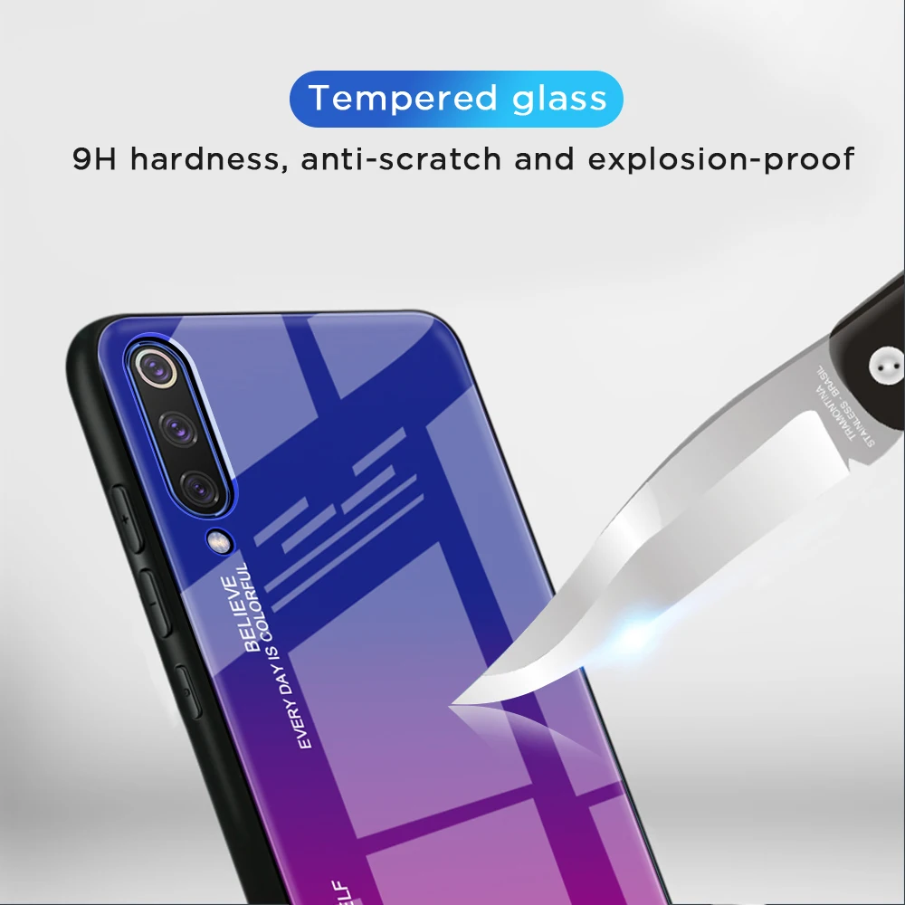Роскошный чехол из градиентного стекла для Xiaomi mi A3 A2 A1 mi 9 SE 9t Pro CC9 CC9E чехол из твердого стекла цветной чехол для Xiaomi mi A3 mi 9 чехол s