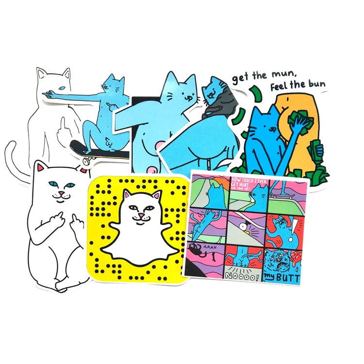 28 шт./лот забавные Ripndip средний палец Кошка наклейки; Классические игрушки для ноутбука чемодан для скейтборда Стикеры игрушка для детей