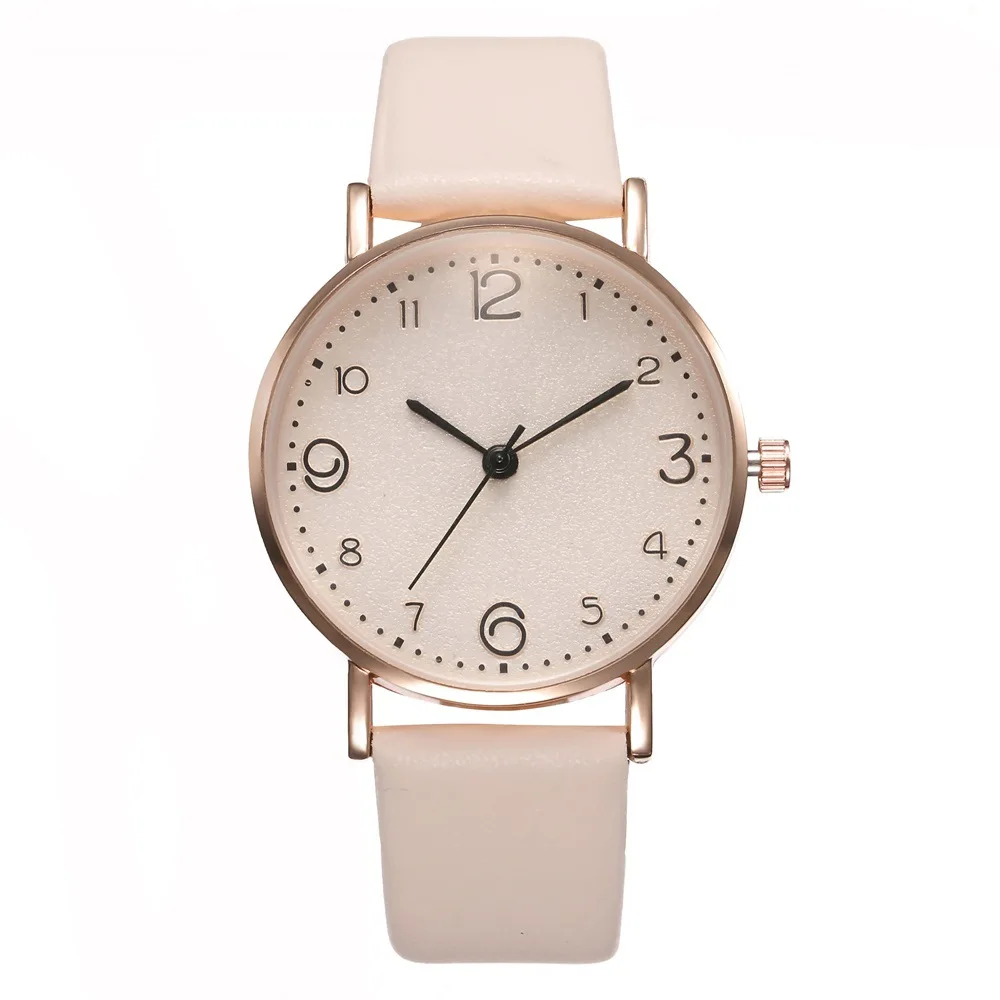 

Fashion Women's Luxury Leather Band Analog Quartz WristWatch Golden Ladies Watch Women Dress