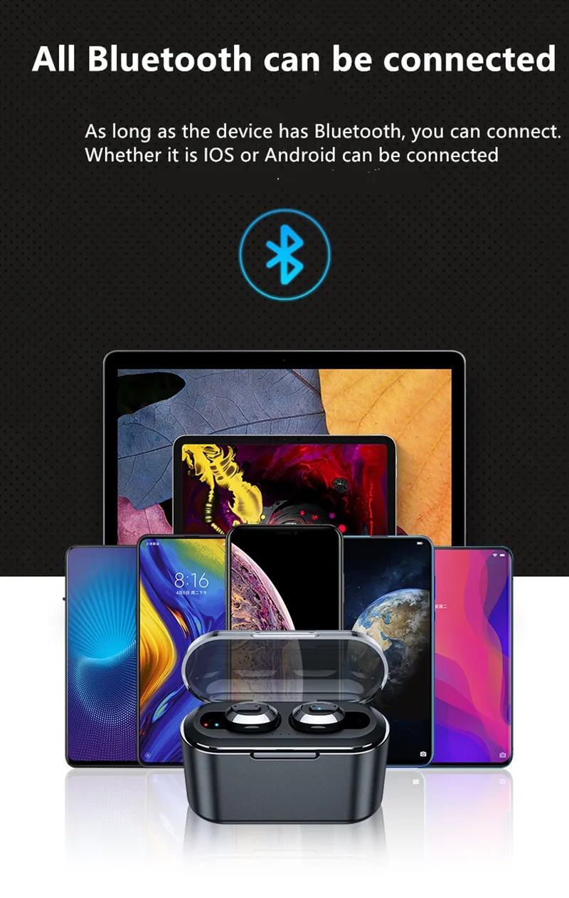 T1 мини TWS Bluetooth наушники 5,0 Беспроводные Наушники Hi-Fi 3D стерео гарнитуры с 2200 мАч зарядным устройством как внешний аккумулятор новое поступление
