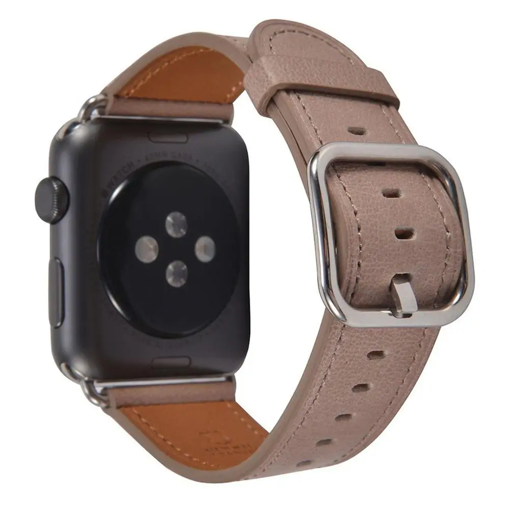 Ремешок из натуральной кожи для Apple Watch 38 мм 40 мм 42 мм 44 мм спортивный ремешок для iwtach серии 5 4 3 2 1 - Цвет ремешка: Gray