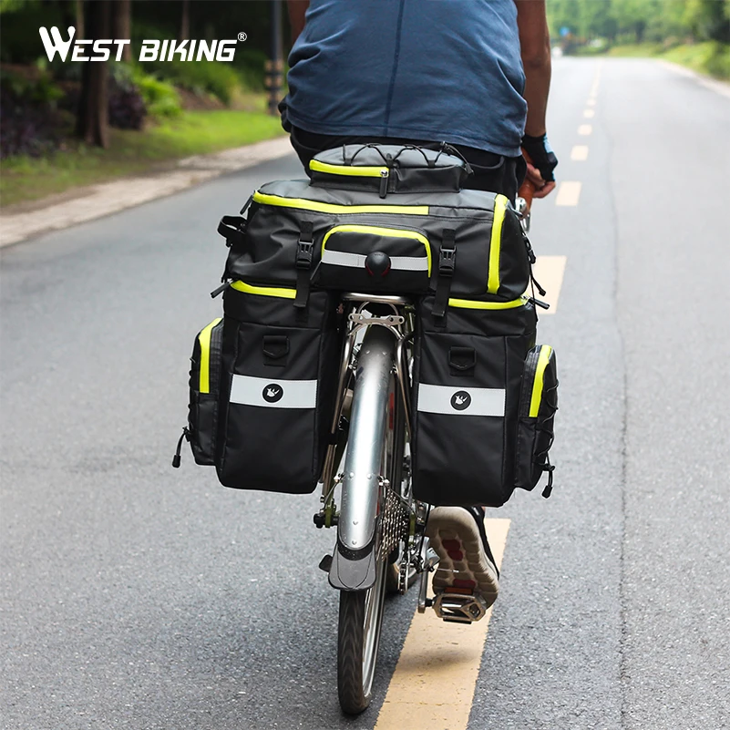 WEST BIKING сумка для горного велосипеда 3 в 1 Водонепроницаемая велосипедная сумка для багажника двухстороннее заднее сиденье для велосипеда чемодан 75л велосипедная сумка