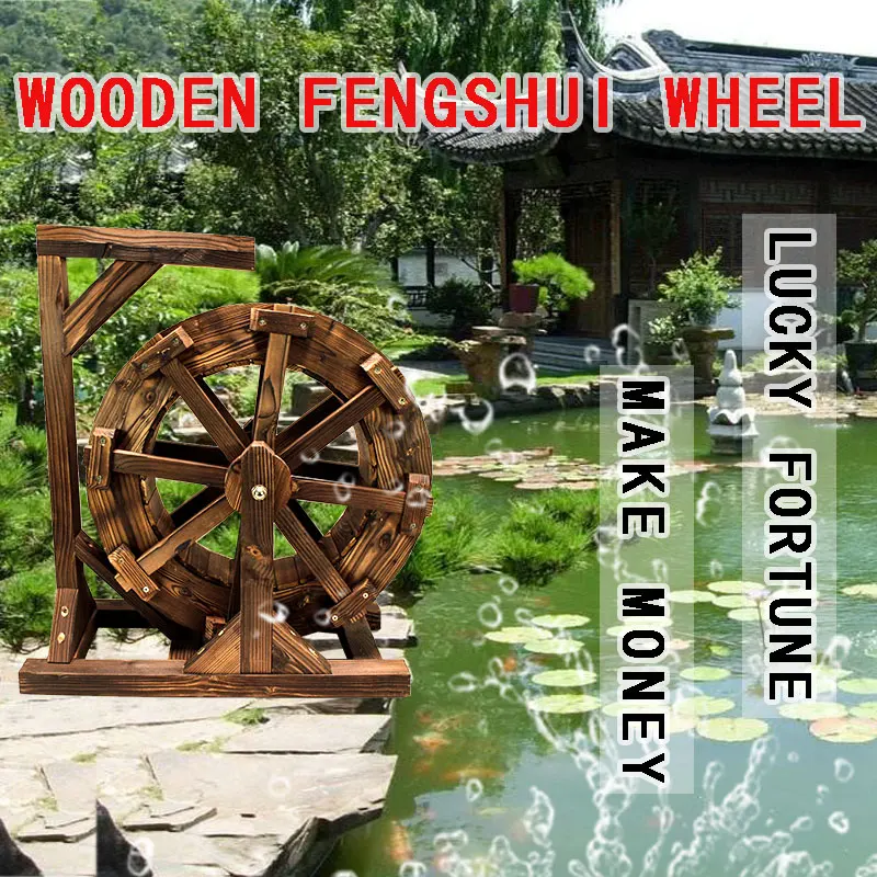 風水ホイール水車装飾品水魚池ロッカー水車大、水車木製防食ウッドロッカー AliExpress Mobile