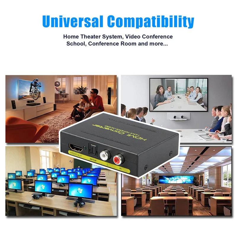 HDMI к HDMI оптический+ SPDIF+ RCA L/R экстрактор конвертер аудио сплиттер адаптер 1080P AC адаптер питания высокое качество