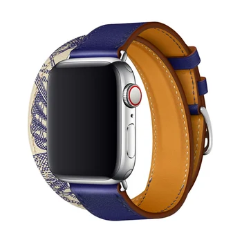 

40/44mm For Apple Watch Series 5 4 3 Watch Strap Extra-long Band of The iconic Double Tour Wrist Bracelet Genuine Leather Bands
