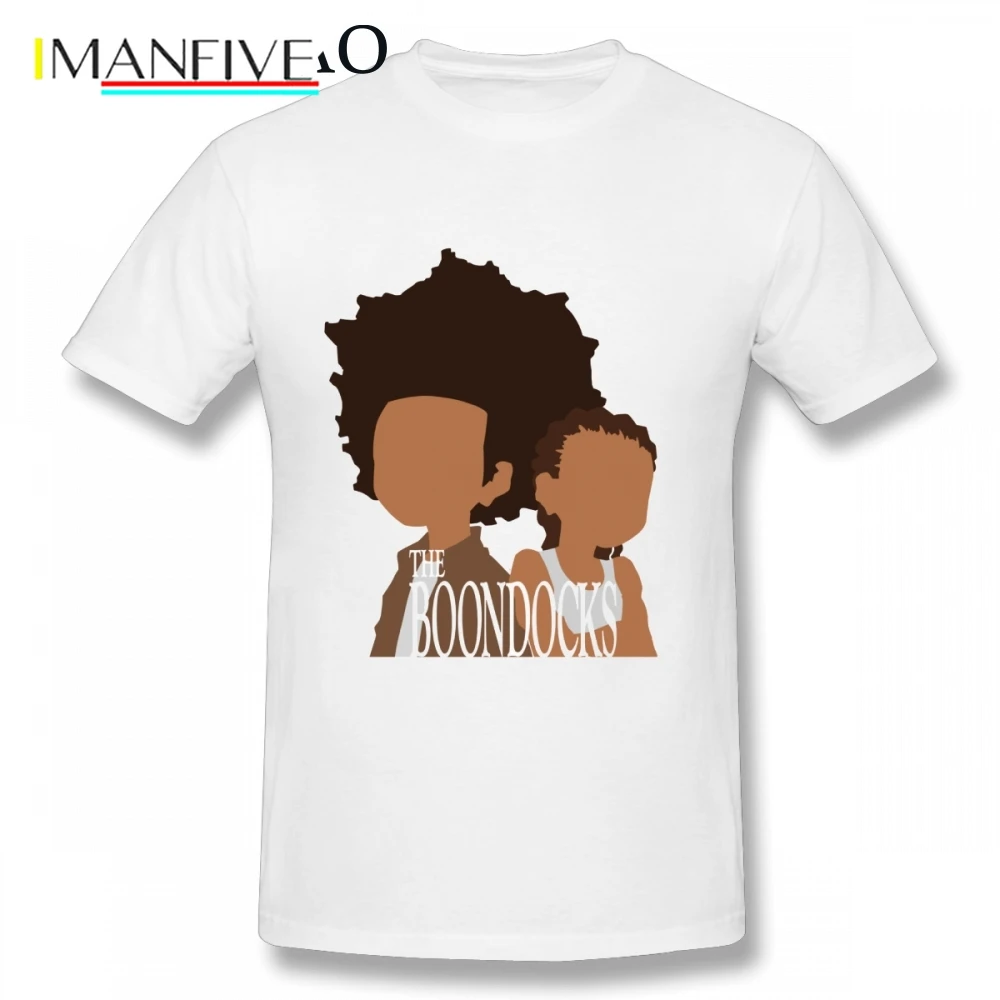 

The Boondocks Brothers T Shirt Men O-neck Huey And Riley Freemans Cartoon Stylish T-shirt