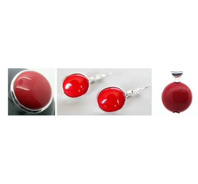 Ювелирный набор новый дизайн красные резные покрытые лаком марказита 925 пробы