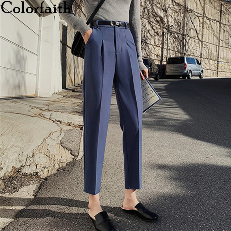 Colorfaith New 2020 Summer Autumn Women Pants 3 Colors High Waist Straight Casual Pockets Formal Lady Ankle-Length Trousers P628 Colorfaith New 2020 Summer Autumn Women Pants 3 Colors High Waist Straight Casual Pockets Formal Lady Ankle-Length Trousers P628