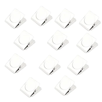 

12 Pcs 3cm Square Spring Loaded Refrigerator netic Wall Memo Paper Note Clip(Silver)
