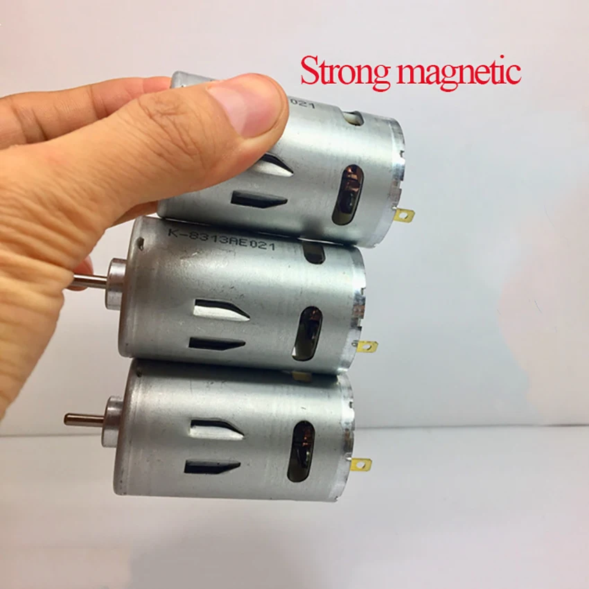 12V на холостом ходу, оборот в минуту(23800 об/мин 555, двигатель постоянного тока, высокая скорость и большим вращающим моментом, угольные щетки