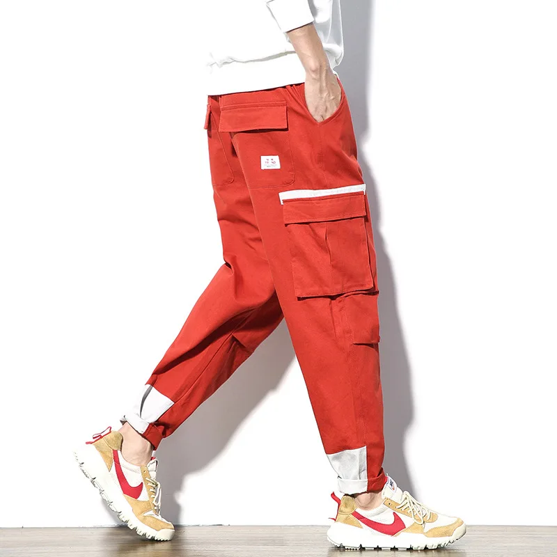 

2019 Autumn Large Size Japanese-style White Walls Workwear Contrast Color Large Pocket Cargo Trousers M-5x Hk99