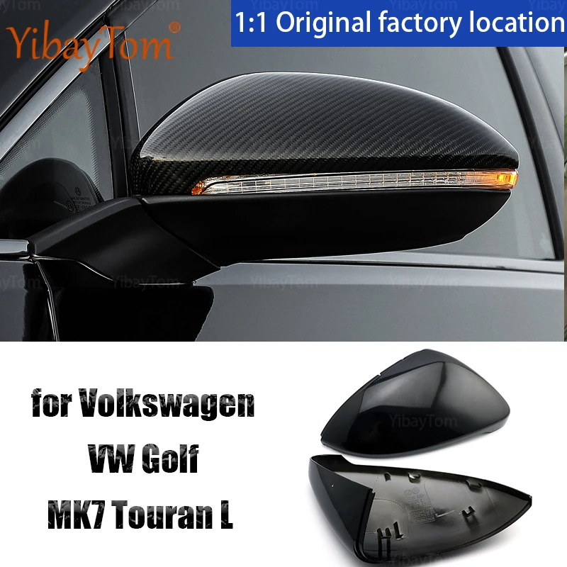 Black Shell Rearview Side Mirror Cover Caps For Volkswagen Vw Golf 7 R