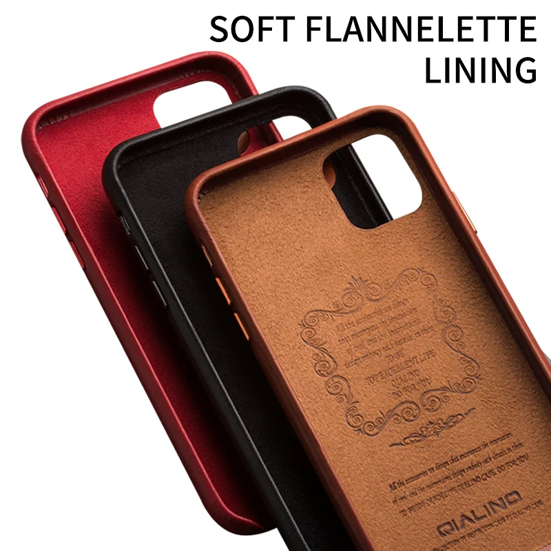 2022 QIALINO Genuine Leather Shockproof Phone Back Case For iPhone 14 13 Pro Max Cover for iPhone 11 12 13Pro XR XS Mini 7 8Plus