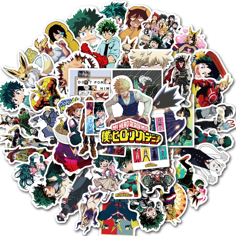 

50Pcs/pack Japanese Anime My Hero Academia Sticker for Fans DIY Luggage Laptop Skateboard Bottle Motorcycle Bicycle Stickers