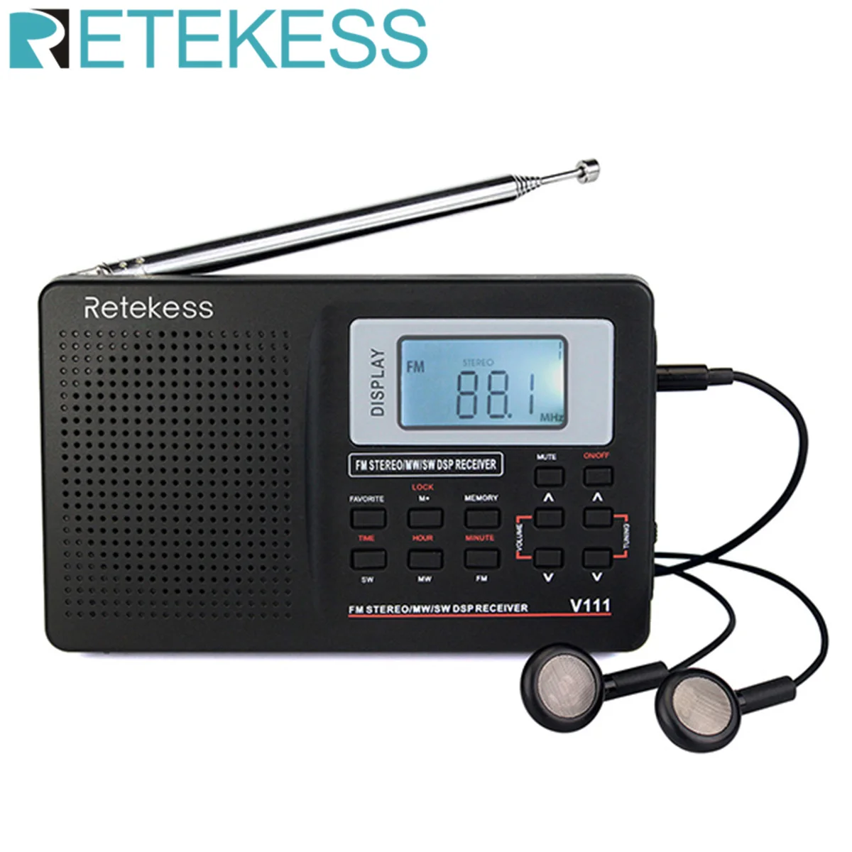 Retekess V111 Радио FM стерео/MW/SW радио станция полный диапазон приемник портативные