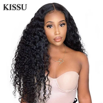 

KISSU Water Wave Wig 13X4 Hd Lace Front Wig Malaysian Water Wave Wig Curly Human Hair Wig Hd Lace Frontal Wig