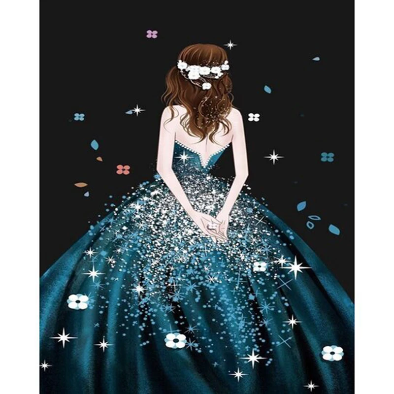 

DIY 5D Diamond Painting Crystal Rhinestone Dress Girl Full Drill Mosaic Cross Stitch Embroidery Kit Home Decoration Gift