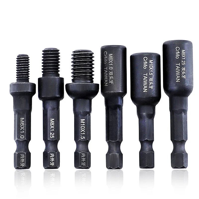 

CrMo TAIWAN Double-Headed Internal and External Threaded Screw Socket Air Bit 1/4Inch Internal Thread Embedded Lock Nut
